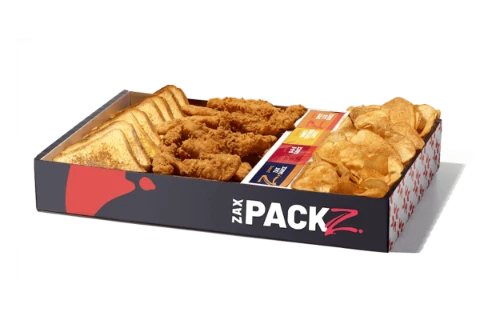 Zaxby’s Catering Menu With Prices (2026): Platters & Drinks 3 Chicken Fingerz Zax Packz