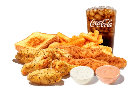 Zaxby's Menu With Prices 2026 | Calories, Pictures & PDF 6 Dry Rub Wings & Things Meal 1440 - 1950 Cal